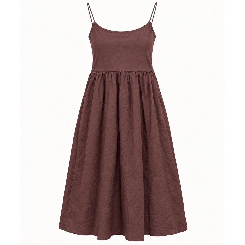 Zara Brown Spaghetti Strap Midi Dress with Pockets Size Medium